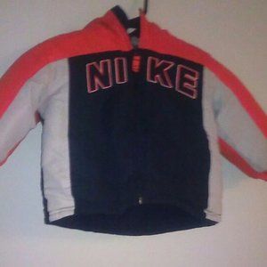 NIKE Baby Boys 2T Winter Hooded Coat Orange Black Gray with front pockets